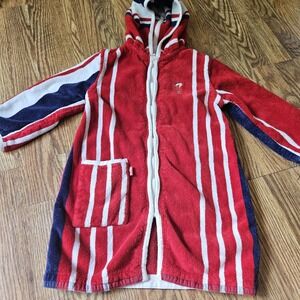 Terry Rich Australia Red Hooded‎ Towel Swim Bath Robe Full Zip Child Kid Size 6